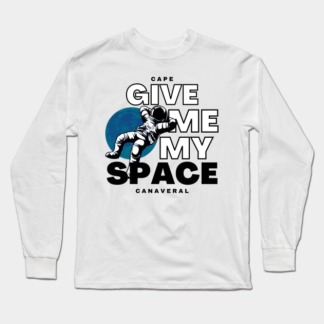 Cape Canaveral Kennedy Space Center Moon and Astronaut Long Sleeve T-Shirt by Joaddo